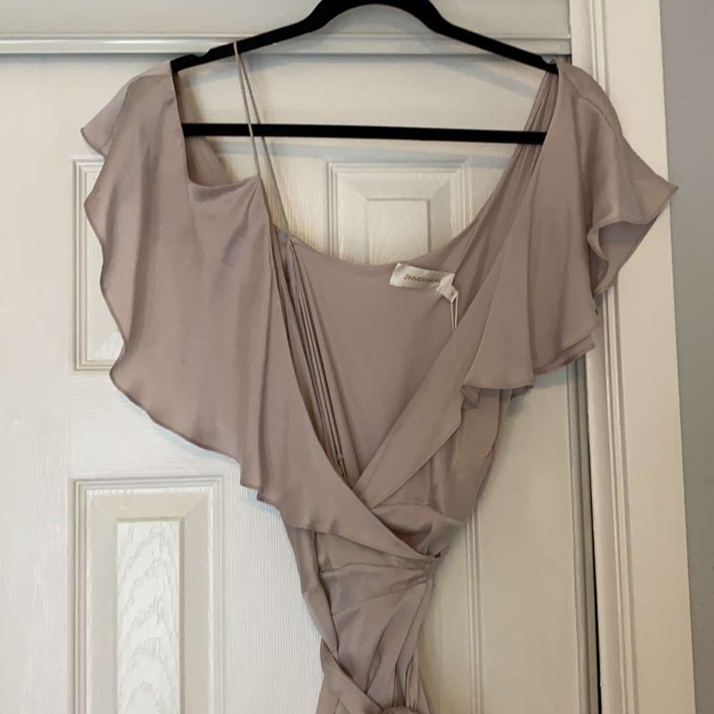 NWT Zimmerman Sueded Asymmetric Wrap Dress purple - Picture 8 of 8